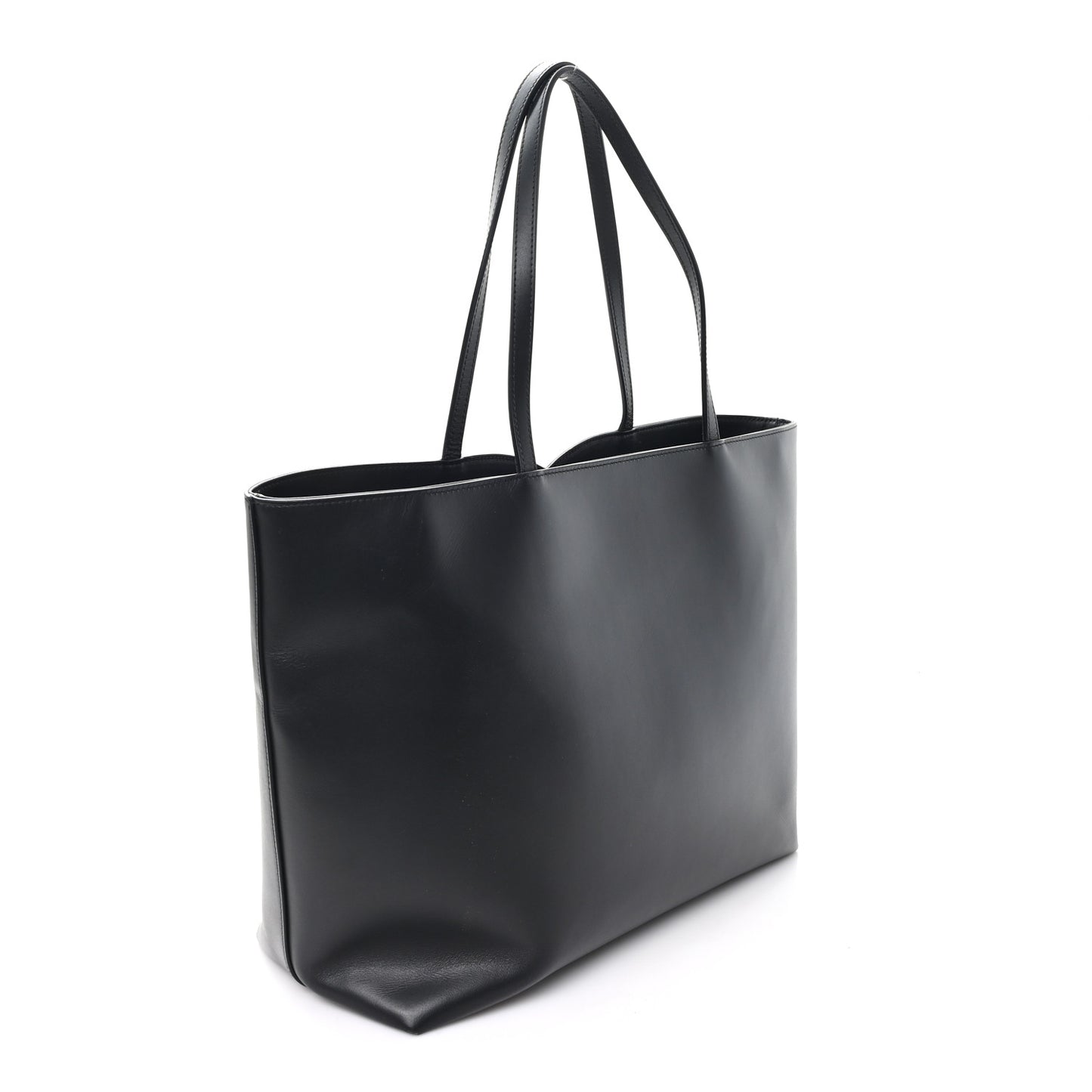 DOLCE GABBANA Calfskin DG Logo Shopper Tote Black