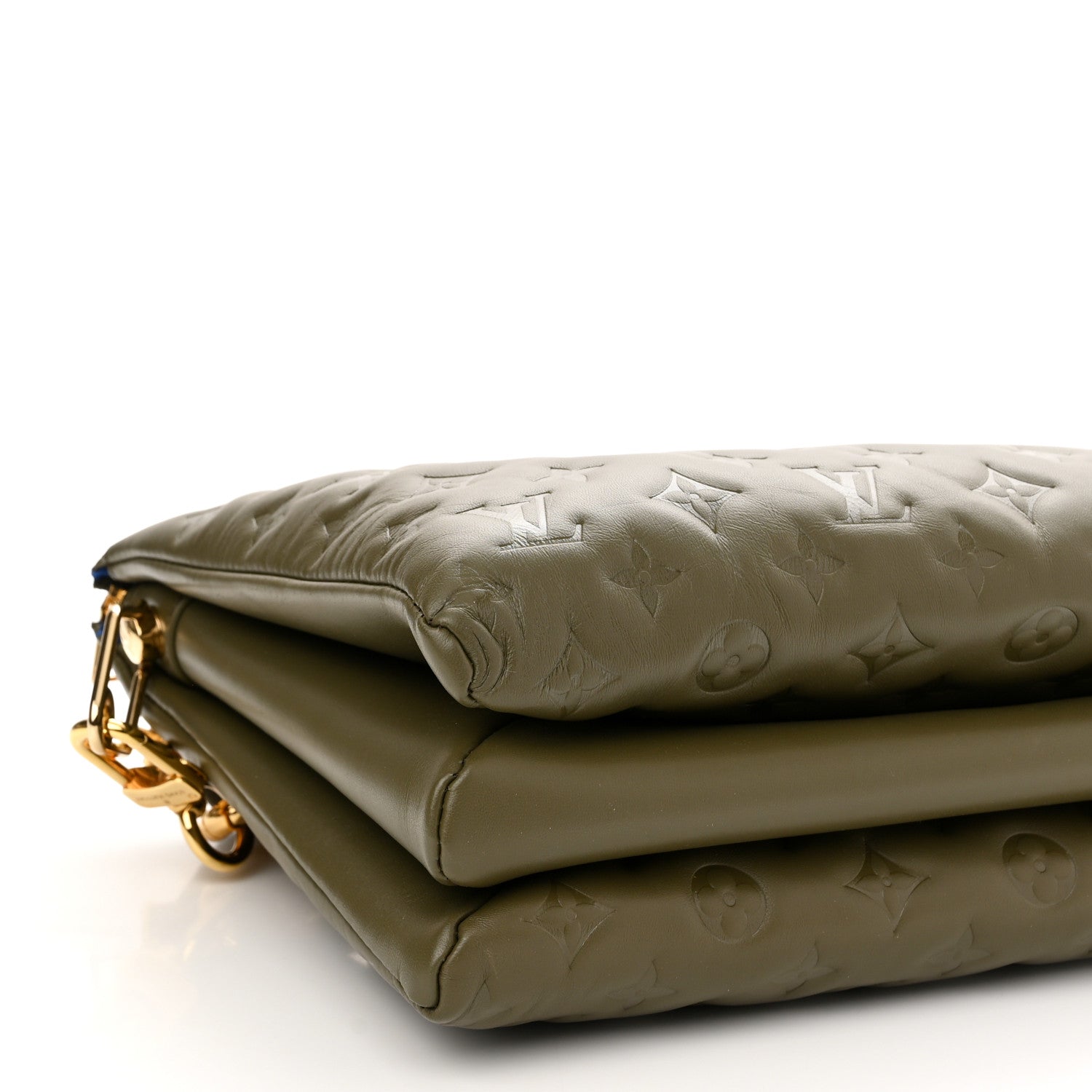 Louis Vuitton Lambskin Embossed Monogram Coussin MM Khaki 5 of 10