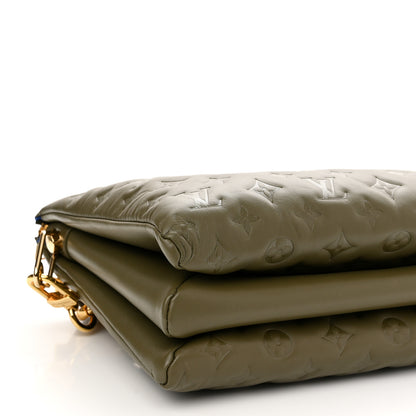 Louis Vuitton Lambskin Embossed Monogram Coussin MM Khaki 5 of 10