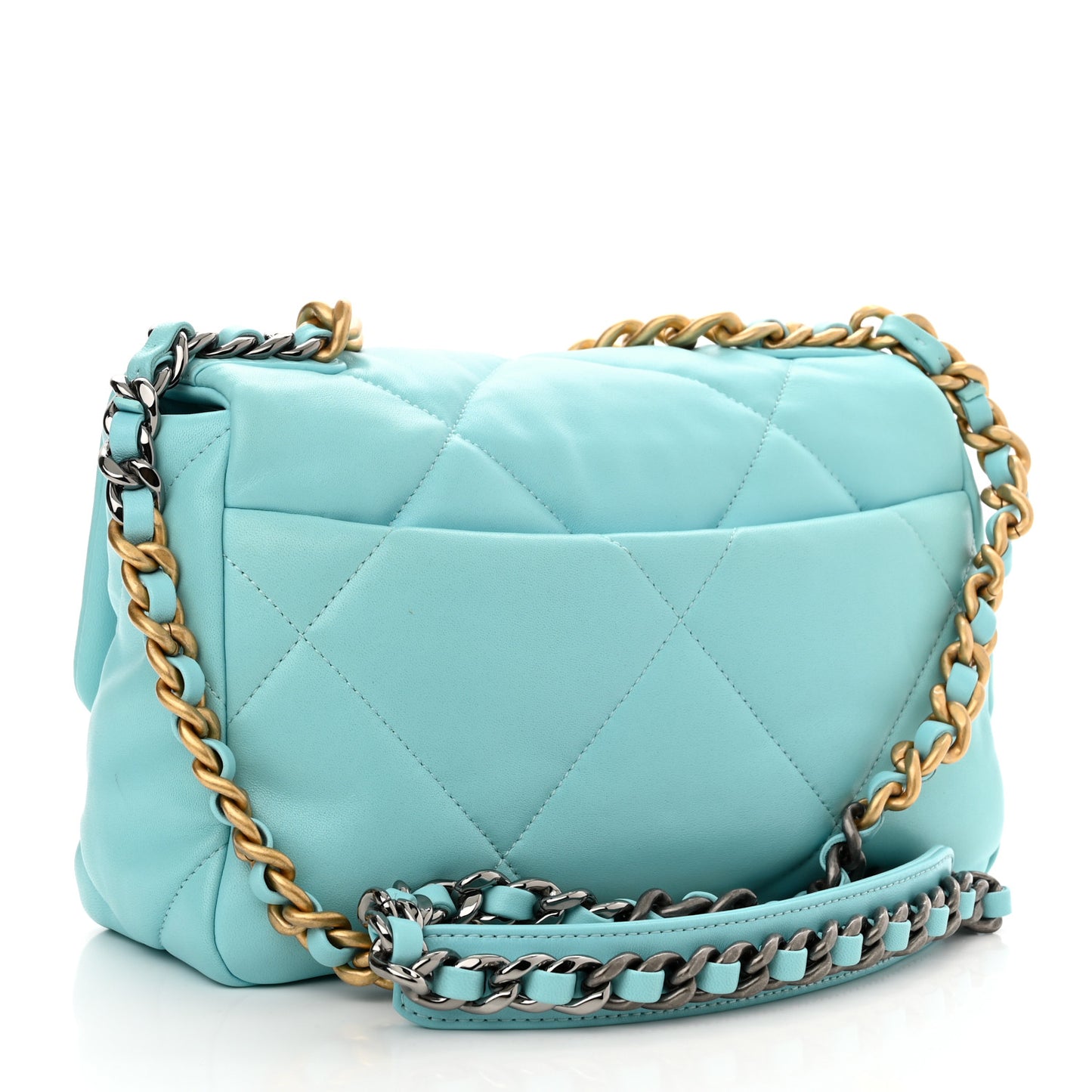Lambskin Quilted Medium Chanel 19 Flap Light Blue