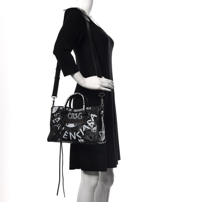 Balenciaga Agneau Classic Hardware Graffiti All Over S City Black 2 of 9