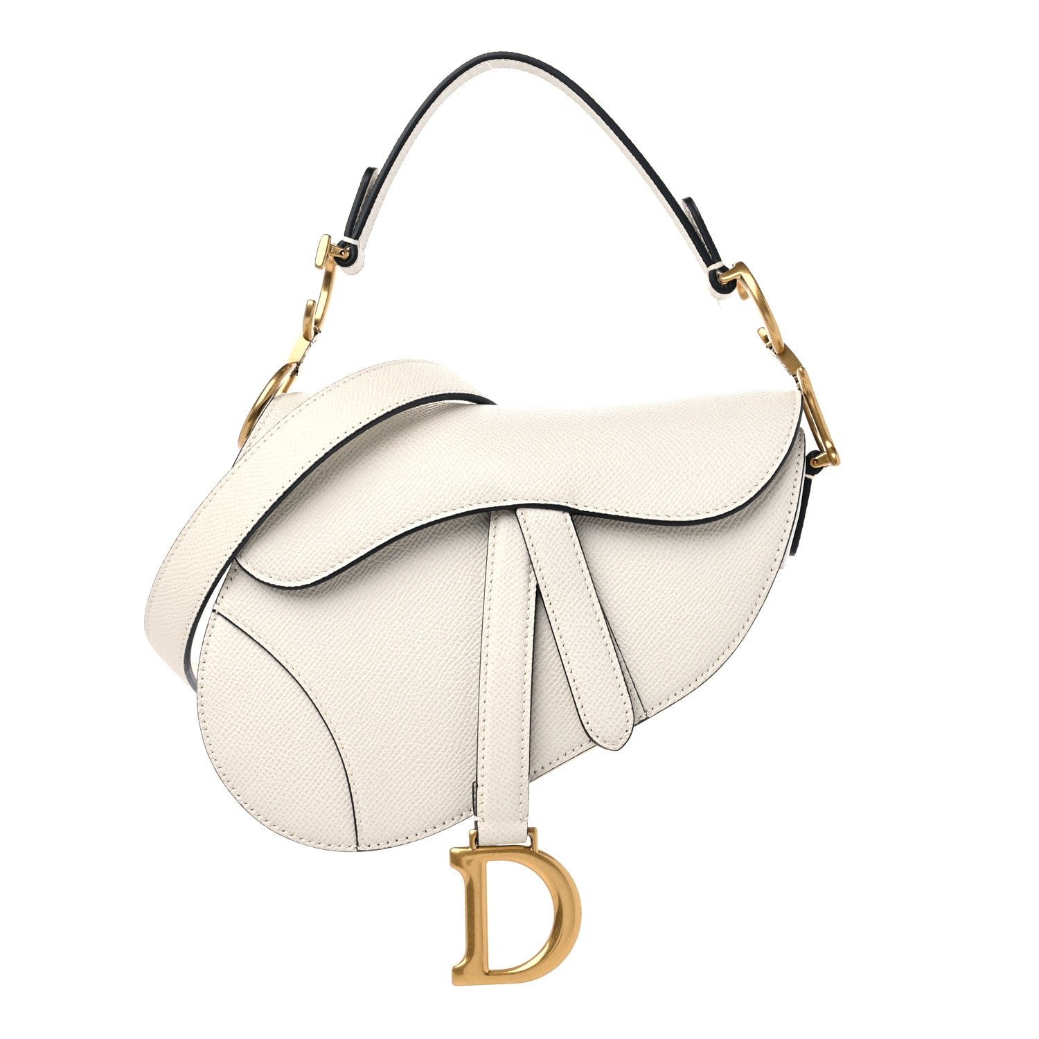 Christian Dior Grained Calfskin Mini Saddle Bag With Strap White 1 of 11