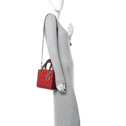Christian Dior Lambskin Cannage Small Bi-Color Lady Dior Rouge Multicolor 2 of 11