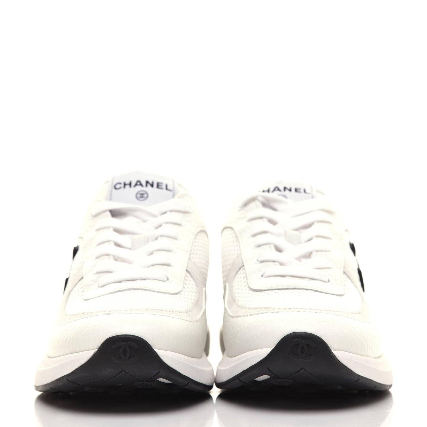 Calfskin Mesh Lycra Suede Womens Logo Sneakers 38 White
