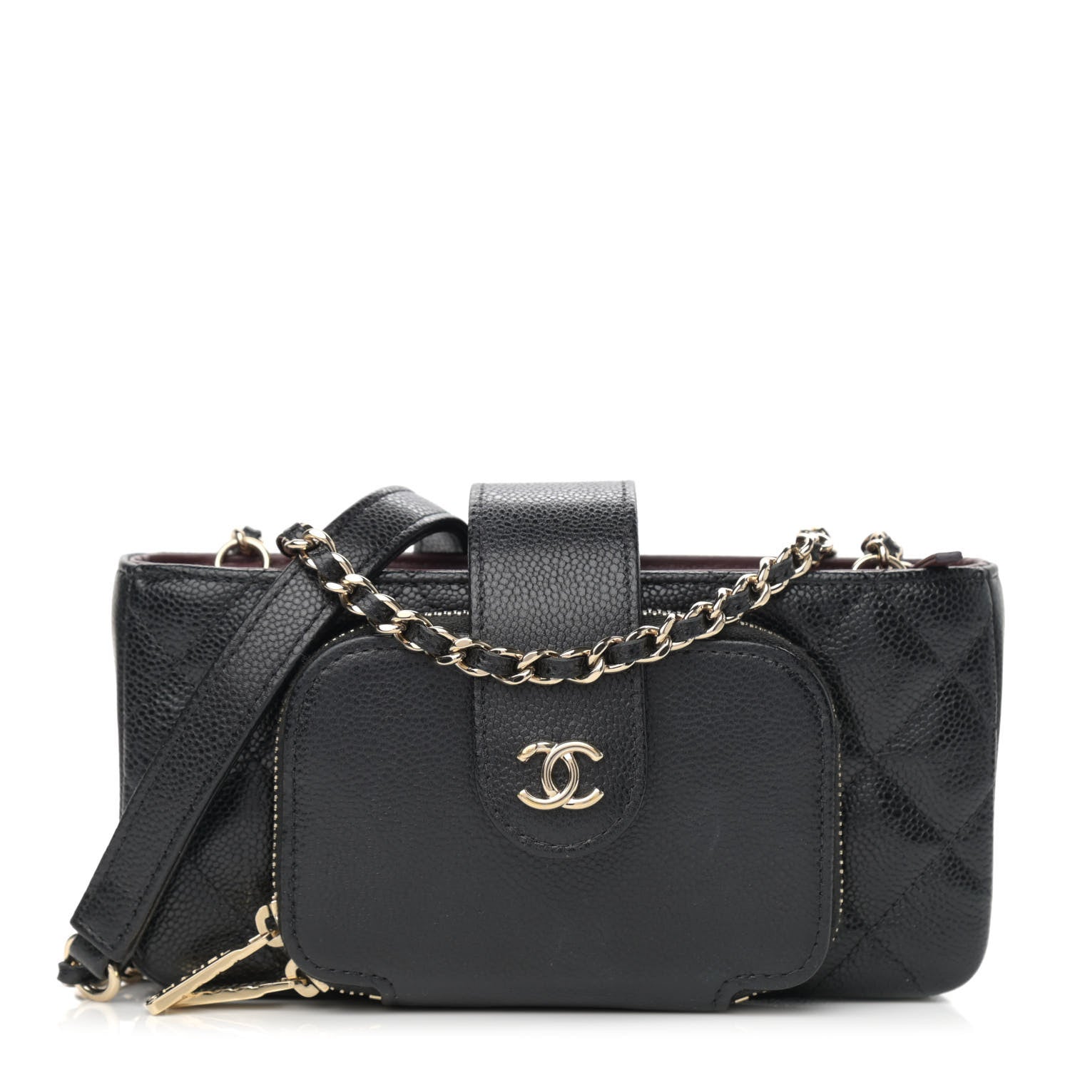Chanel Caviar Quilted Business Affinity Phone Holder With Chain Black 1 of 13