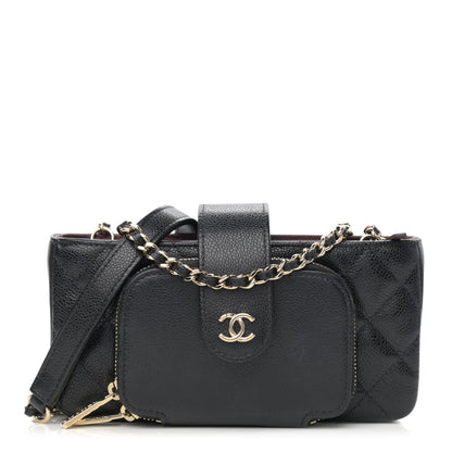 Chanel Caviar Quilted Business Affinity Phone Holder With Chain Black 1 of 13