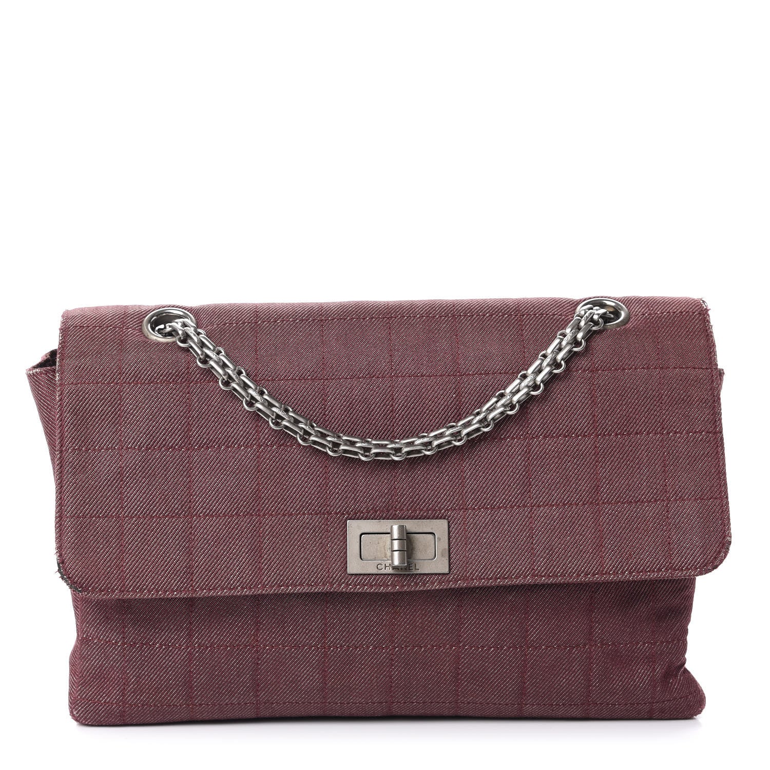 Chanel Canvas Chocolate Bar Reissue Single Flap Dark Red 1 of 15