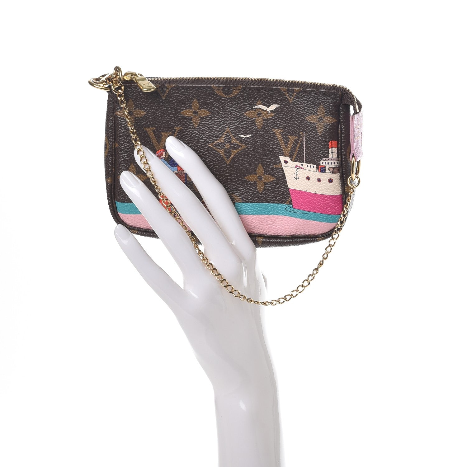 Louis Vuitton Monogram 2016 Christmas Animation Mini Pochette Accessories Rose Ballerine 2 of 8