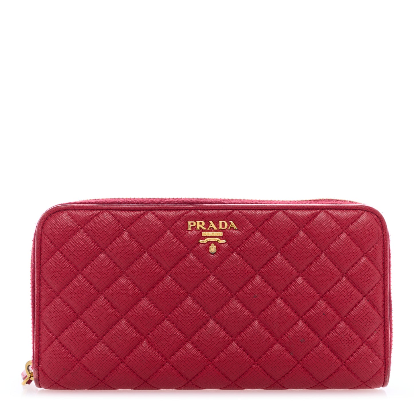 Saffiano Quilted Zip Around Wallet Rosso