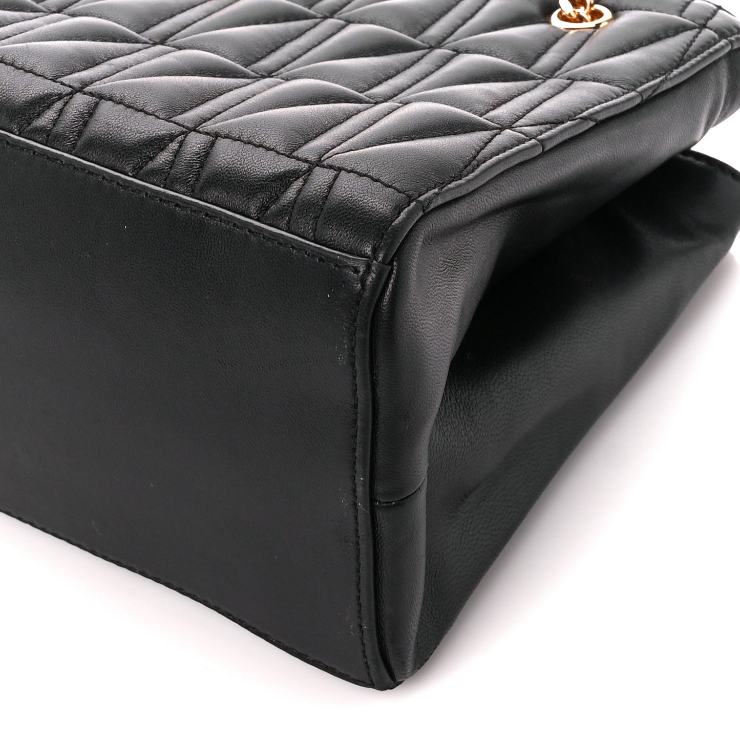 Nappa Barocco Quilted Small Virtus V Chain Shoulder Bag Black