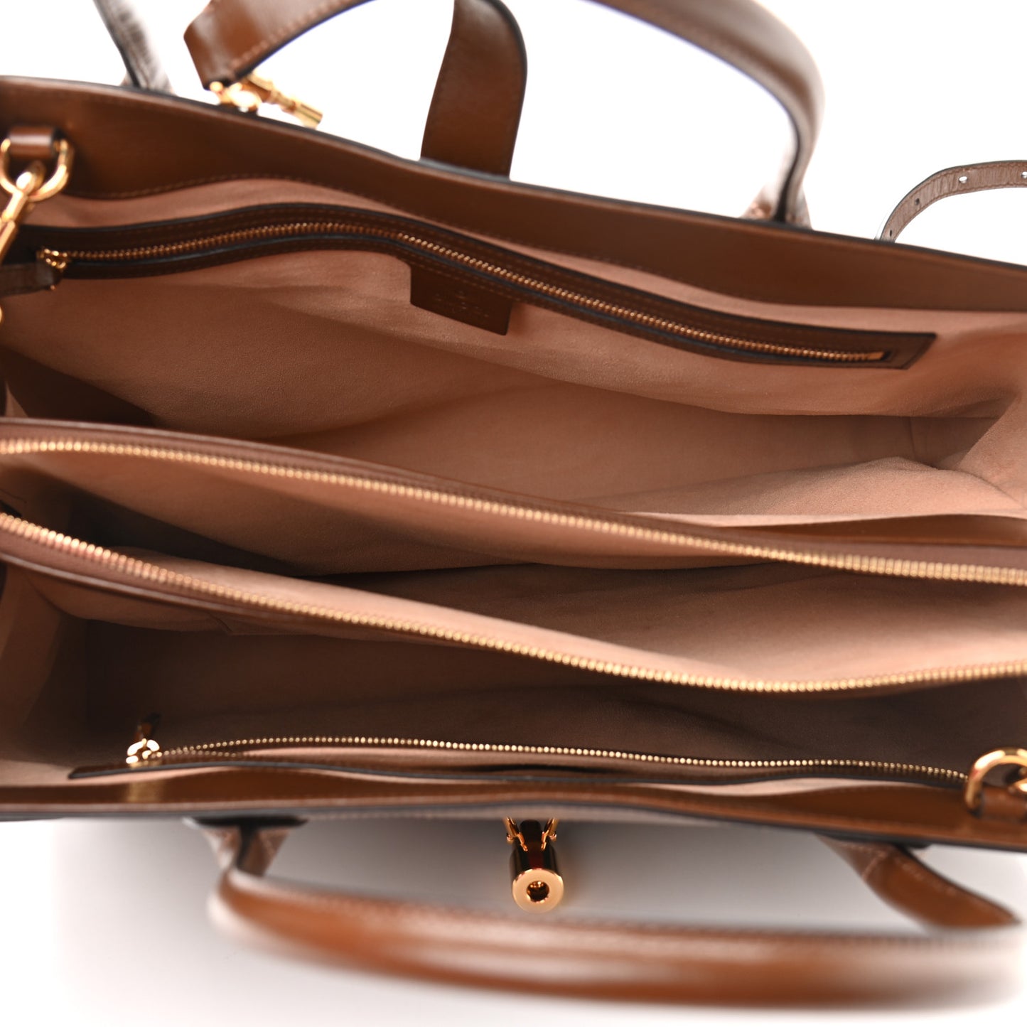 GG Supreme Monogram Azalea Calfskin Web Large Jackie 1961 Tote Beige Ebony Brown Sugar