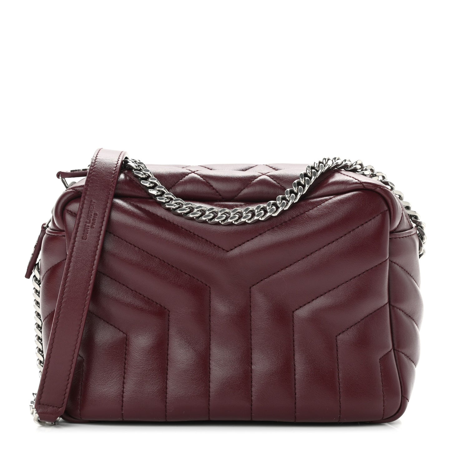 Calfskin Y Quilted Monogram Small Loulou Bowling Bag Rouge Legion