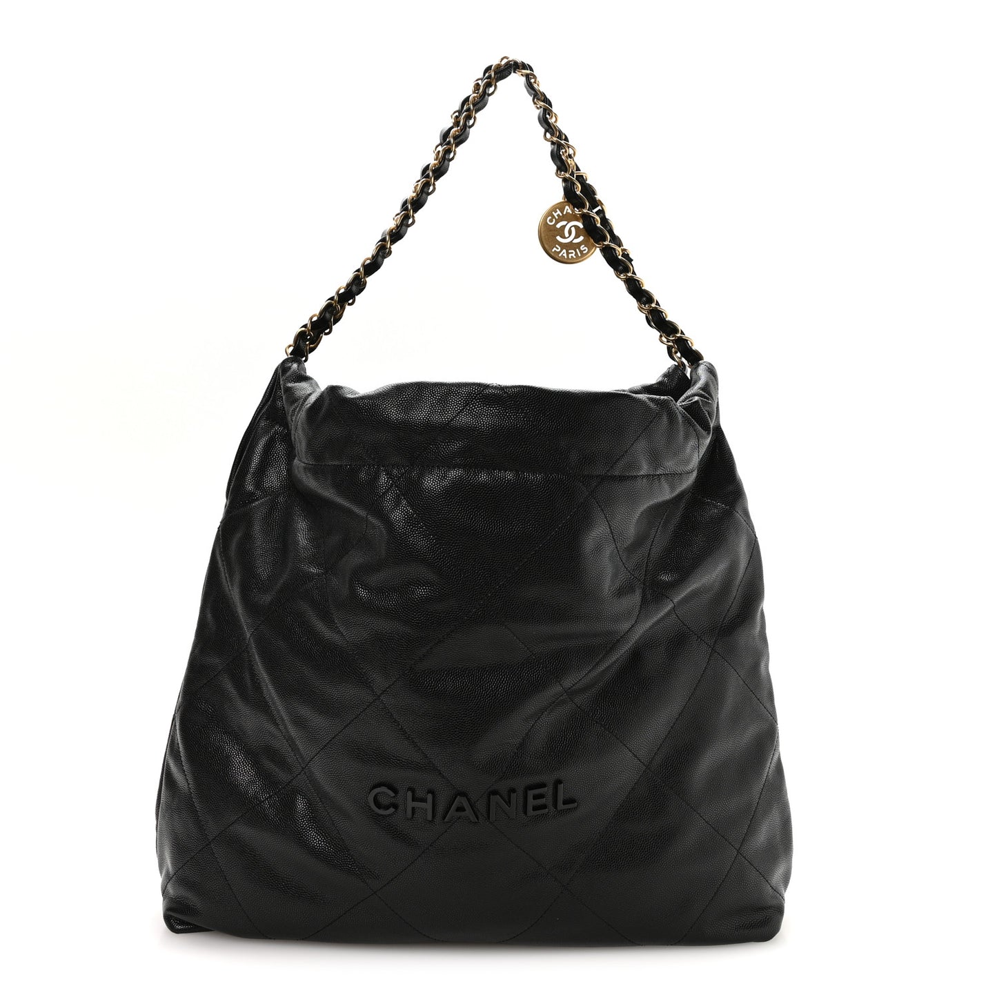 Shiny Caviar Quilted Monochrome Chanel 22 Black