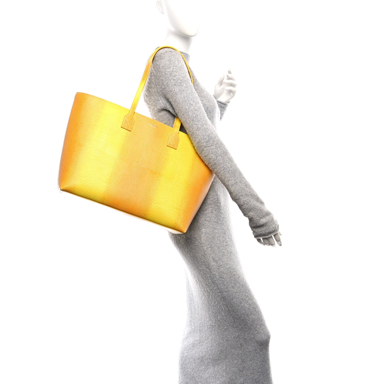 新品Burberry's 革イエローケース BXL21-865-43 Burberry Calfskin Lizard Embossed Large Tote Yellow 1757434