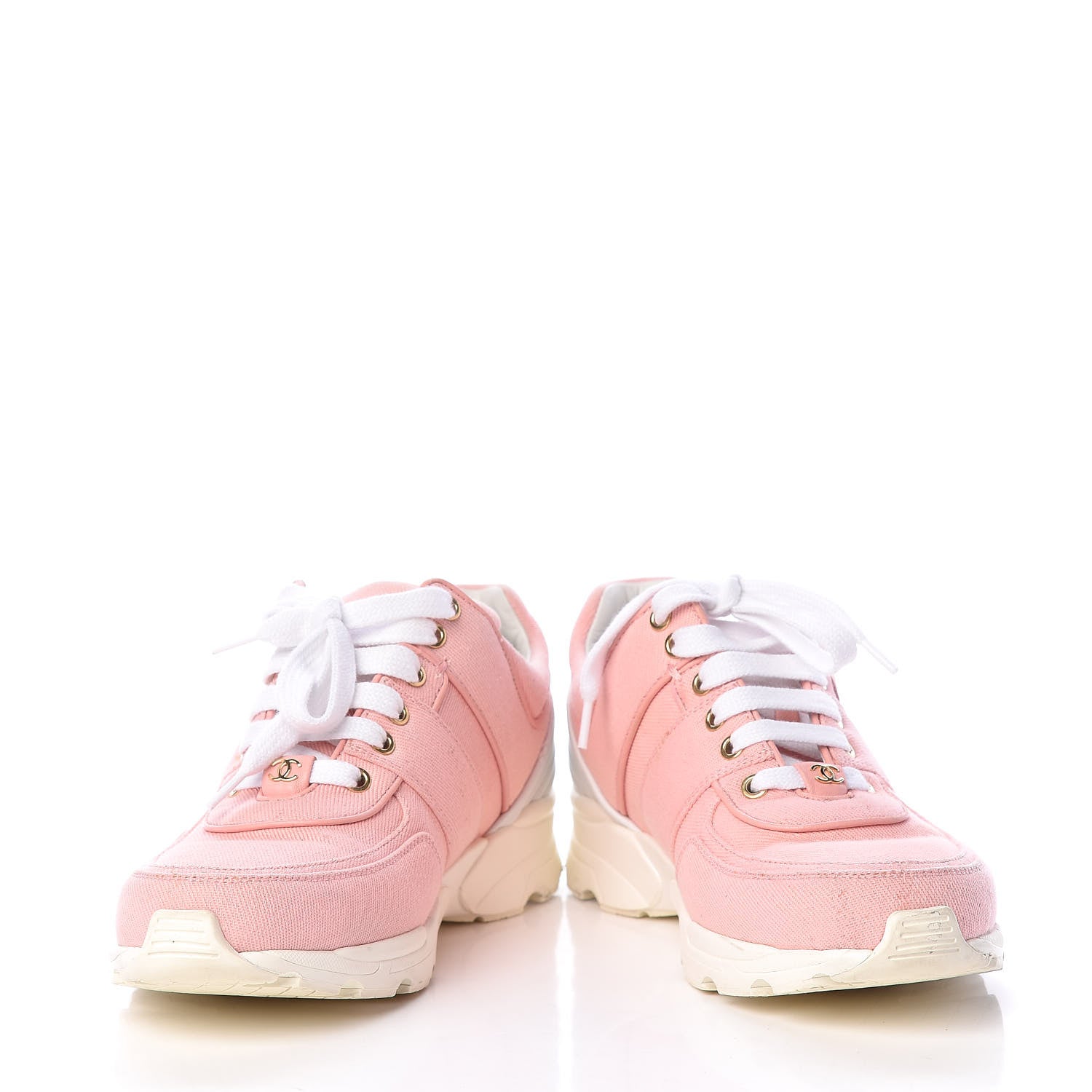 Chanel Canvas Womens CC Sneakers 38 Salmon 5 of 22