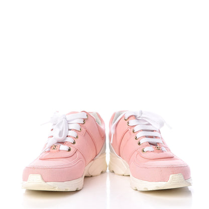 Chanel Canvas Womens CC Sneakers 38 Salmon 5 of 22