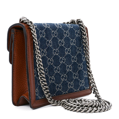 Gucci New Denim GG Monogram Dollar Calfskin Enamel Mini Dionysus Shoulder Bag Blue Tea Cuir Epilog Electric Blue 3 of 12