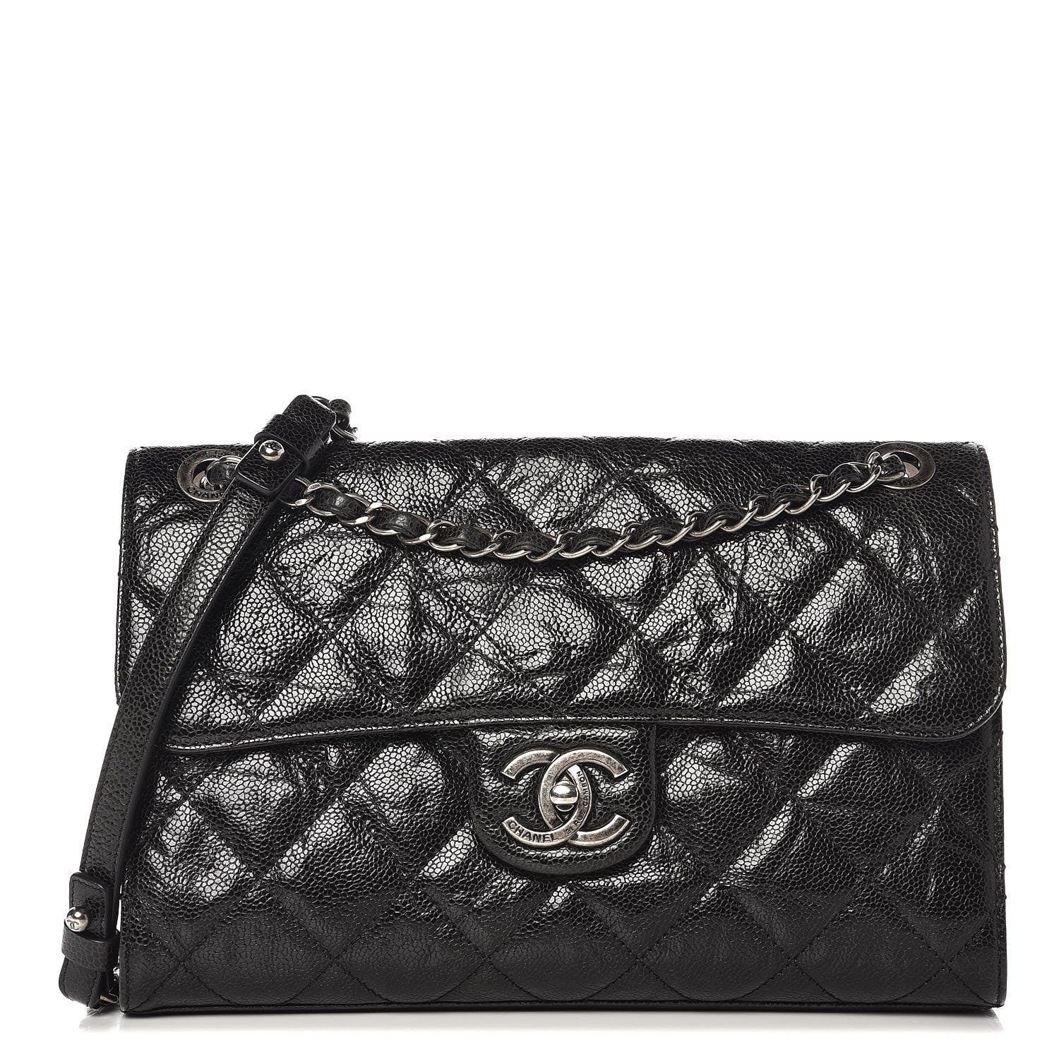 Chanel Crumpled Grained Calfskin Medium CC Crave Flap Black 1 of 15