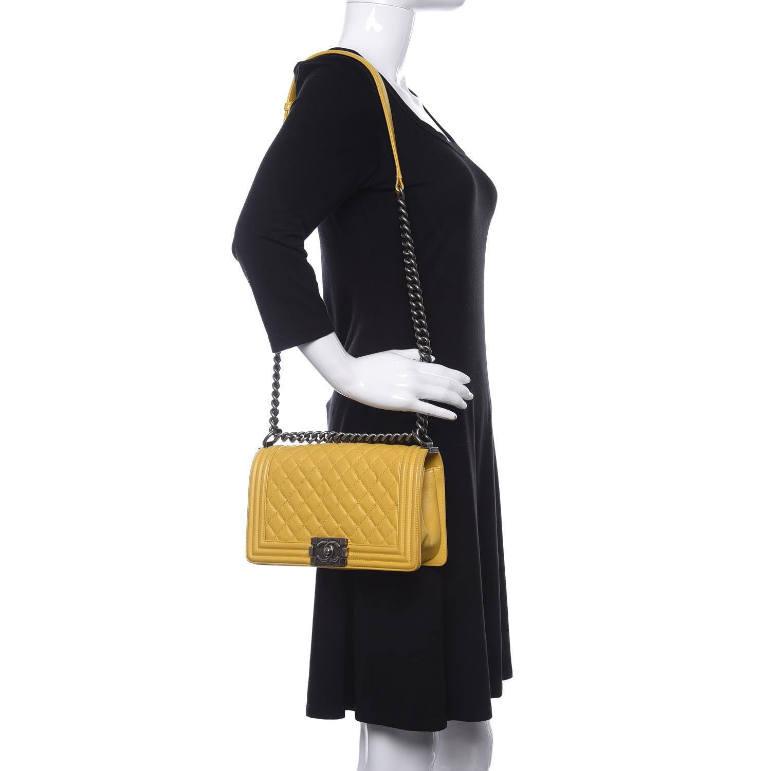 Chanel Calfskin Quilted Medium Boy Flap Yellow 2 of 10
