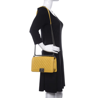 Chanel Calfskin Quilted Medium Boy Flap Yellow 2 of 10