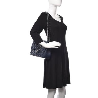 Chanel Caviar Quilted Jumbo Double Flap Navy Blue 2 of 15