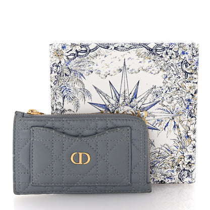 Christian Dior Supple Calfskin Cannage Caro Cosmos Zipped Card Holder Cloud Blue 8 of 8