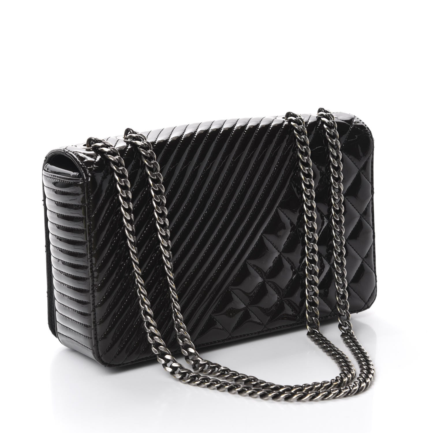 Chanel Patent Quilted Medium Coco Boy Flap 3 of 16