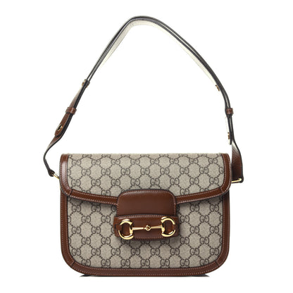 Gucci GG Supreme Monogram Horsebit 1955 Shoulder Bag Beige Brown Sugar 1 of 11