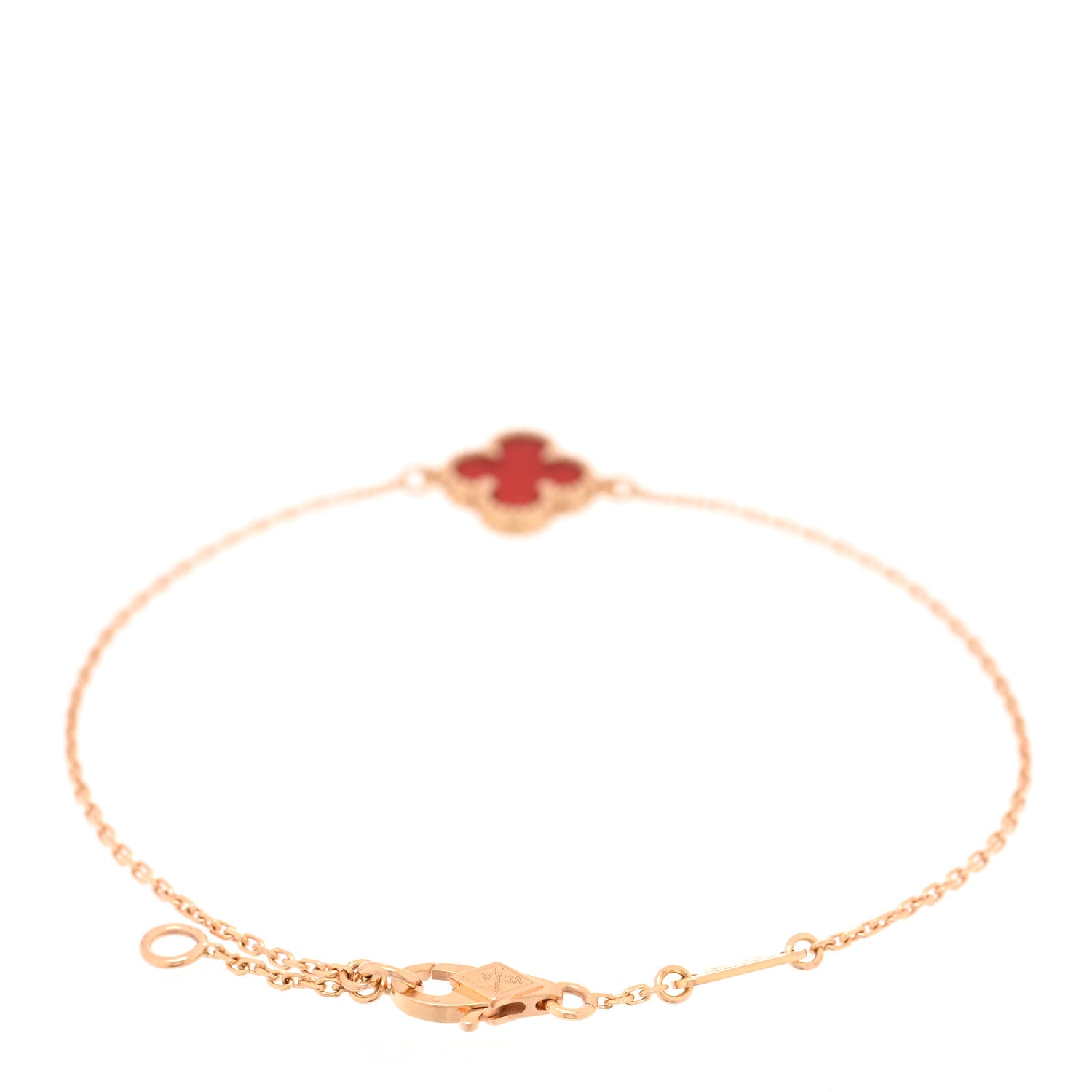 Van Cleef & Arpels 18K Rose Gold Carnelian Sweet Alhambra Bracelet 2 of 3