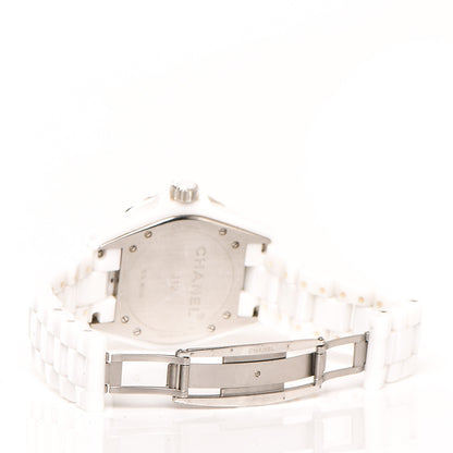 Chanel Stainless Steel Ceramic Diamond 38mm J12 Automatic Watch White 4 of 9