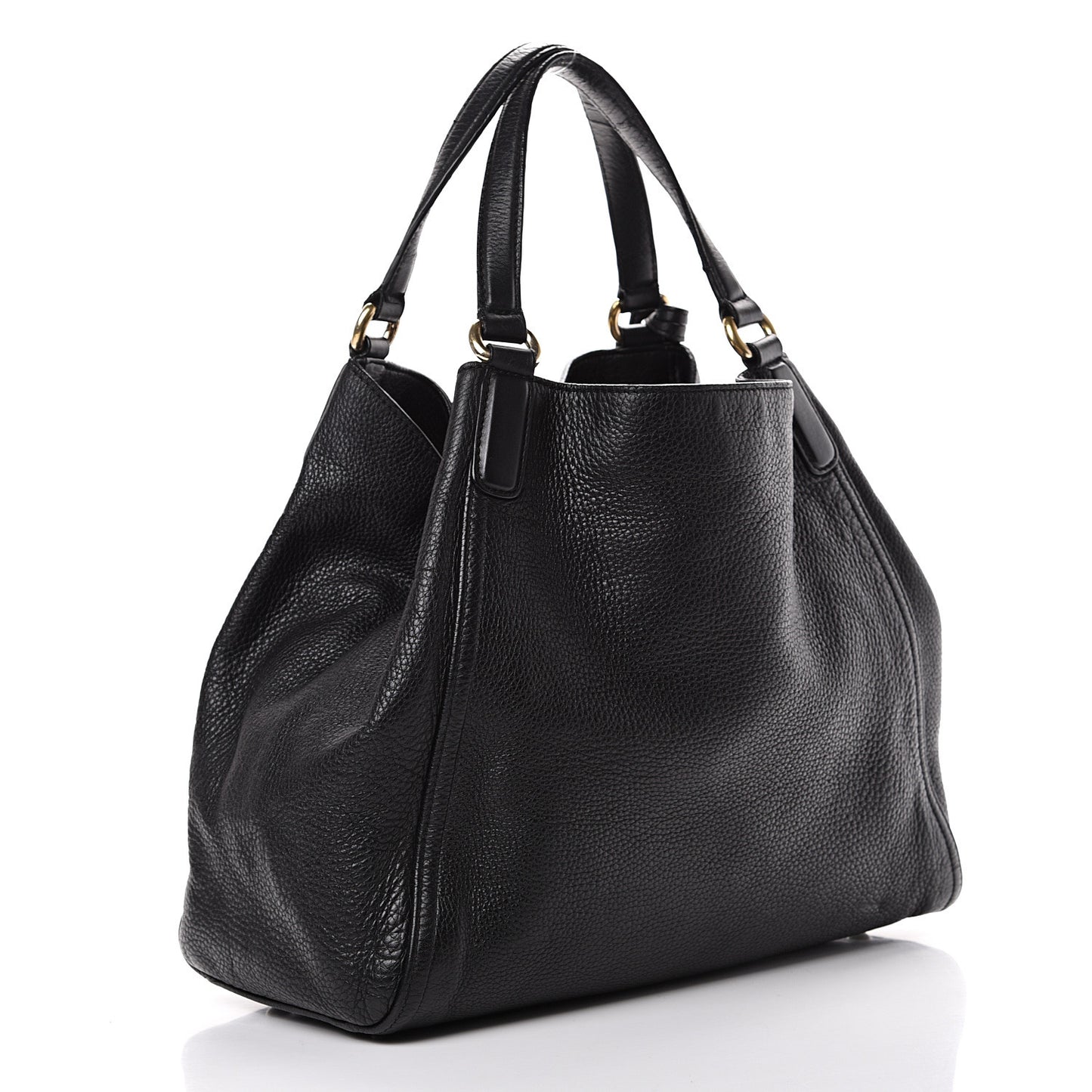 Pebbled Calfskin Medium Soho Shoulder Bag Black
