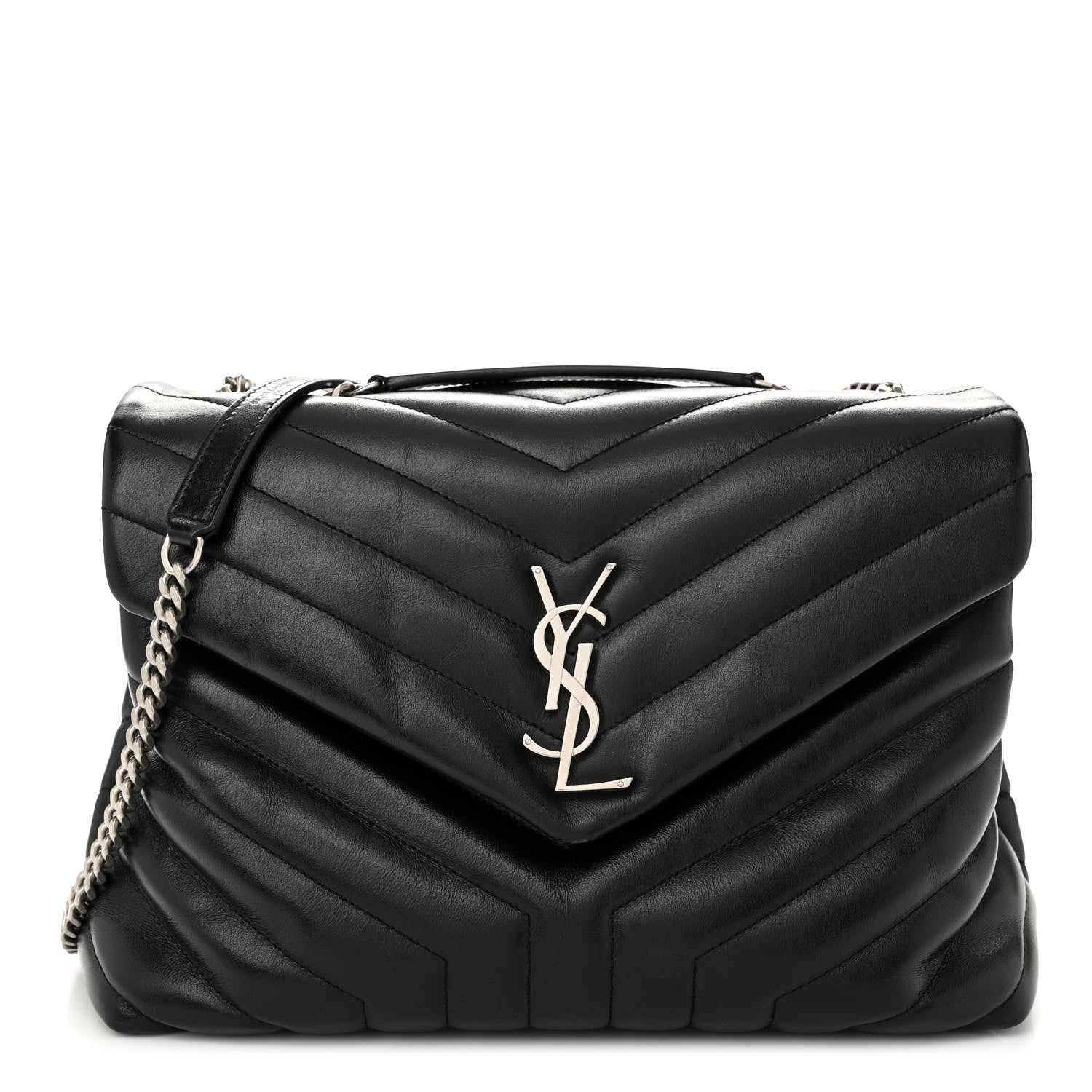 Saint Laurent Calfskin Y Quilted Monogram Medium Loulou Chain Satchel Black 1 of 12