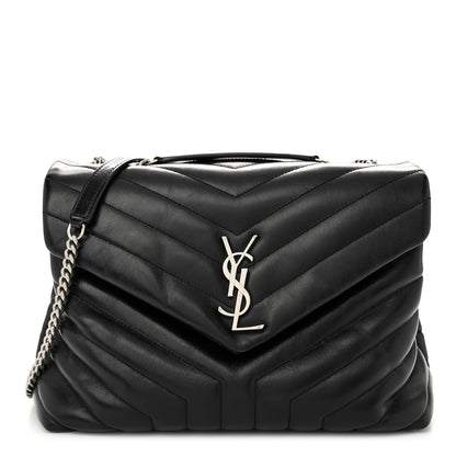 Saint Laurent Calfskin Y Quilted Monogram Medium Loulou Chain Satchel Black 1 of 12