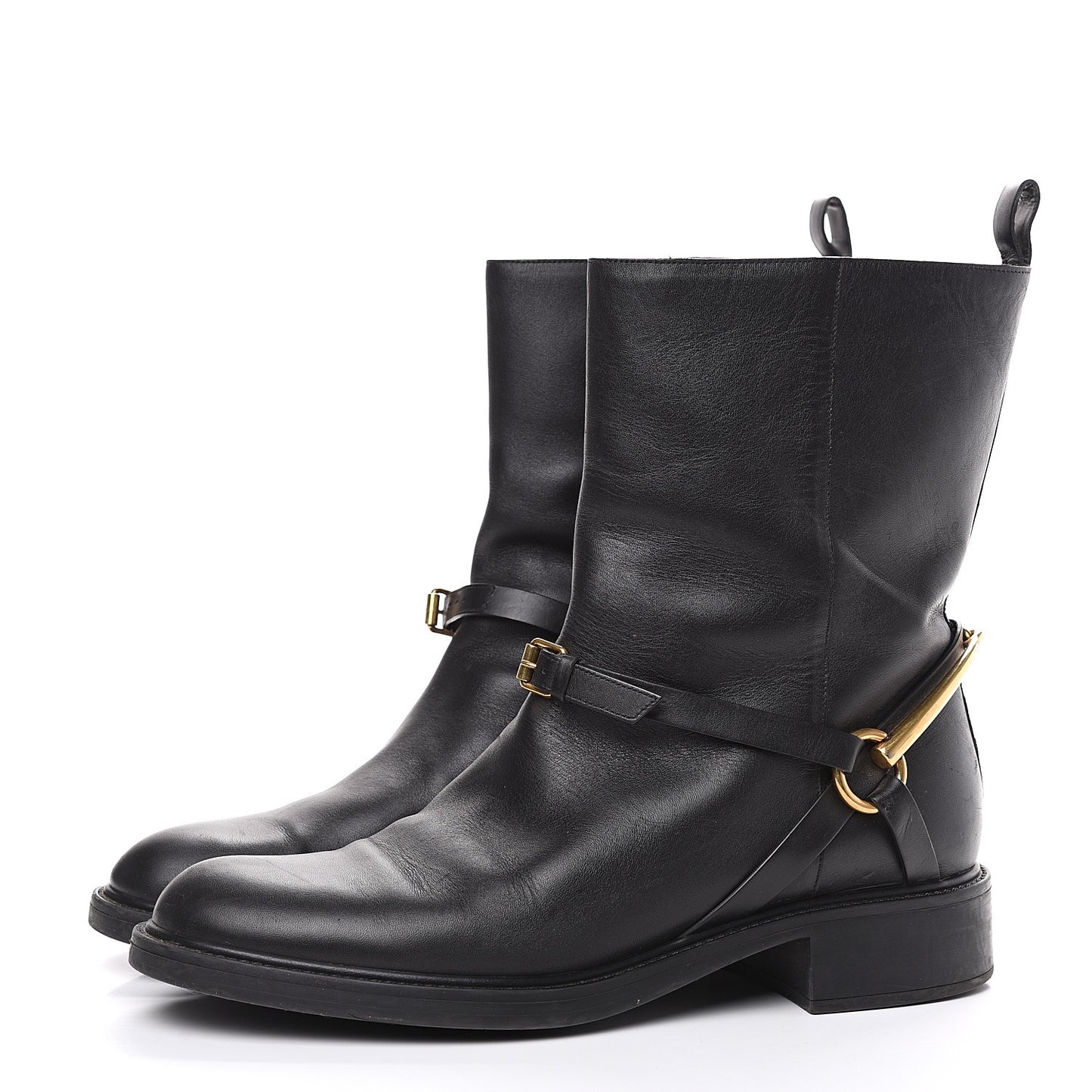 Calfskin Tess Horsebit Ankle Boots 41 Black