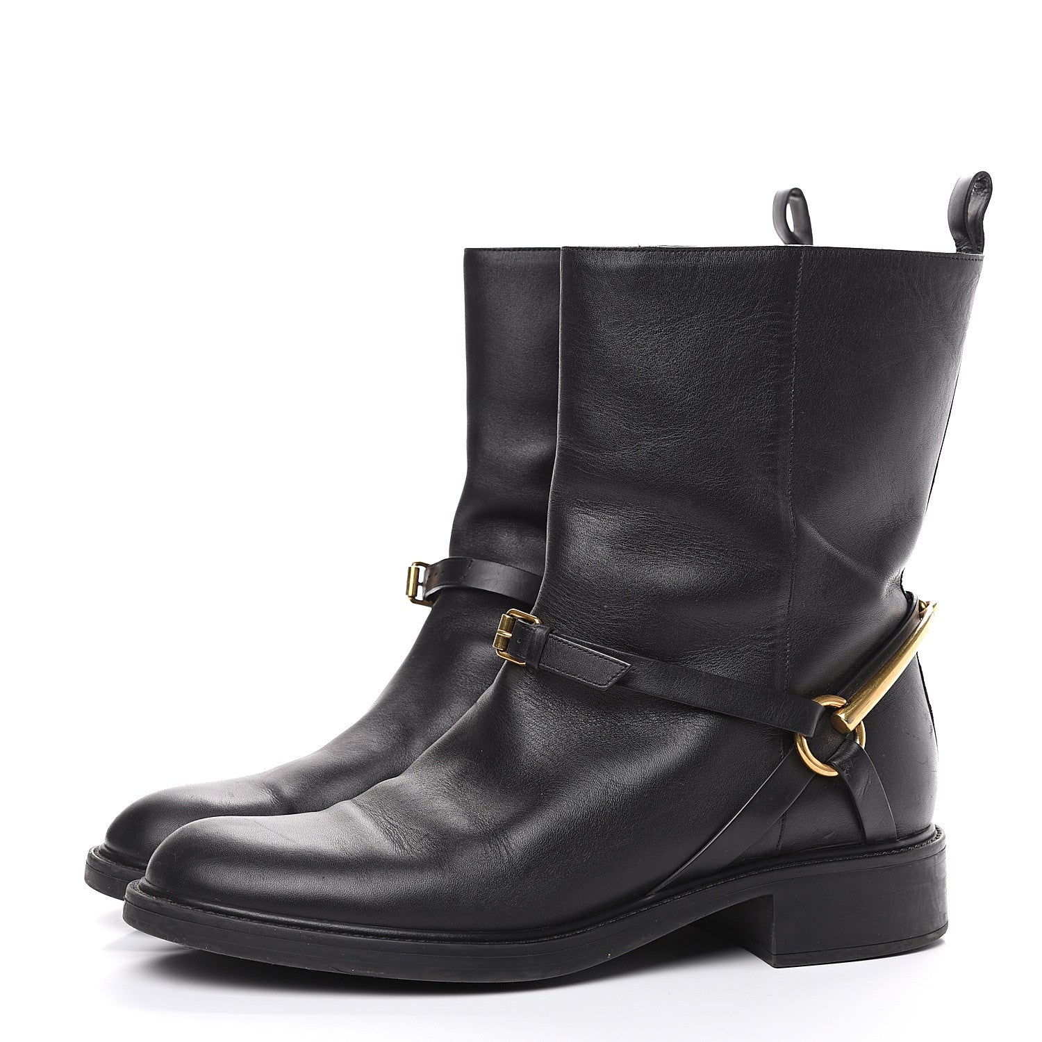 Gucci Calfskin Tess Horsebit Ankle Boots 41 Black 3 of 11