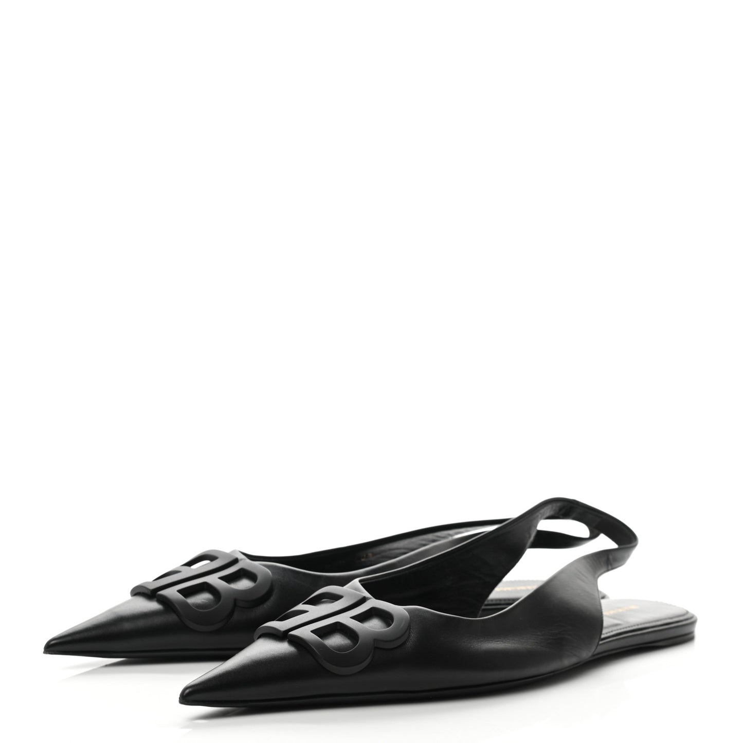 Calfskin BB Knife Pointy Toe Slingback Flats 40.5 Black