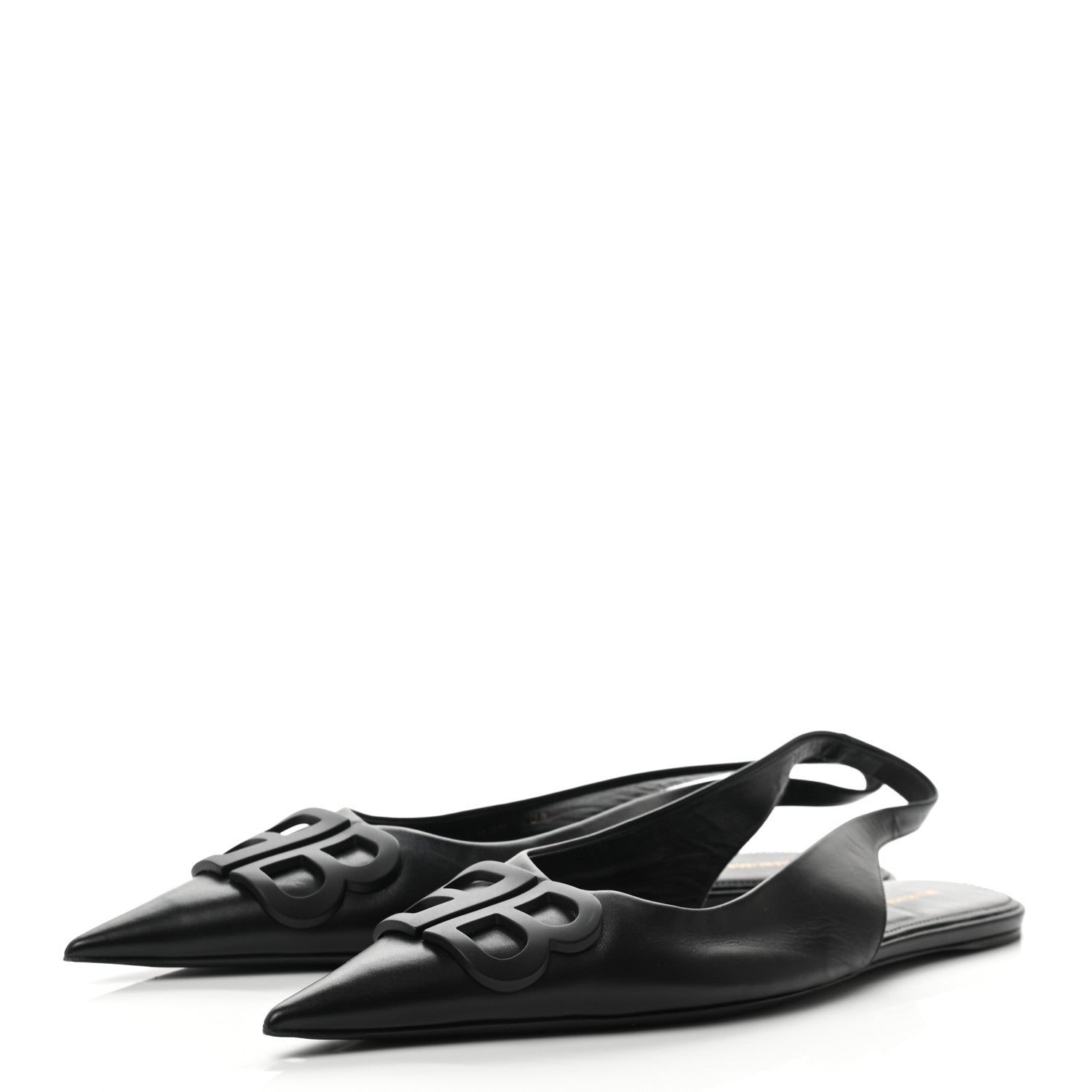Balenciaga Calfskin BB Knife Pointy Toe Slingback Flats 40.5 Black 3 of 10