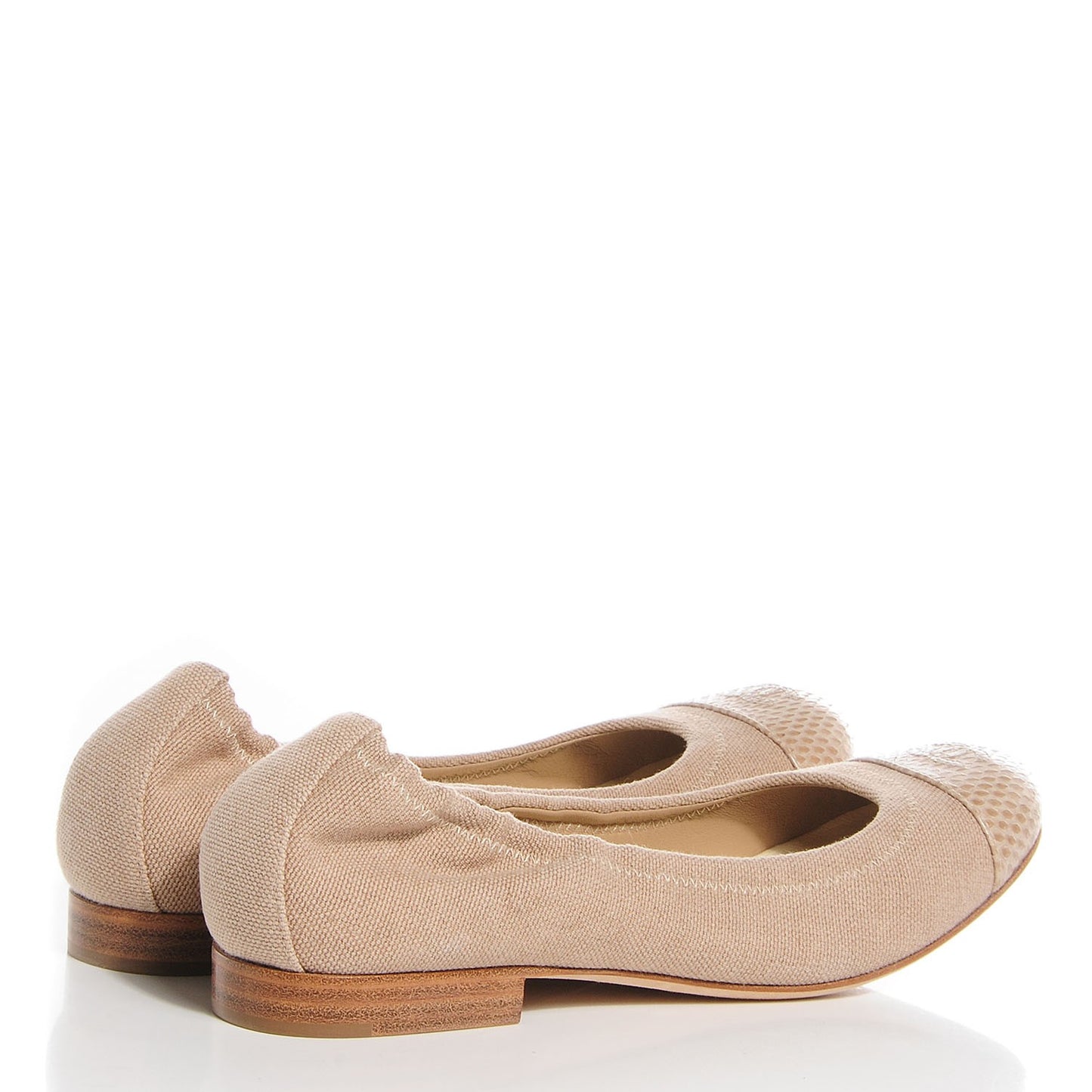 Toile Snakeskin Cap Toe CC Ballerina Flats 36 Dark Beige
