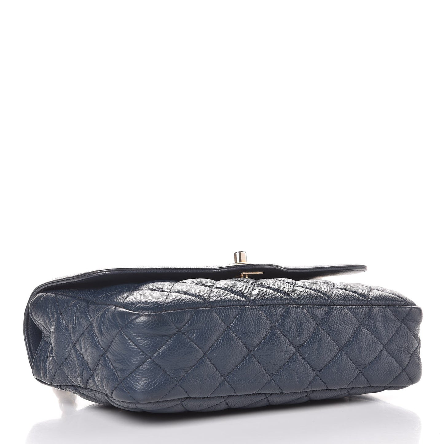 Crumpled Grained Calfskin Small Two Tone Flap Navy