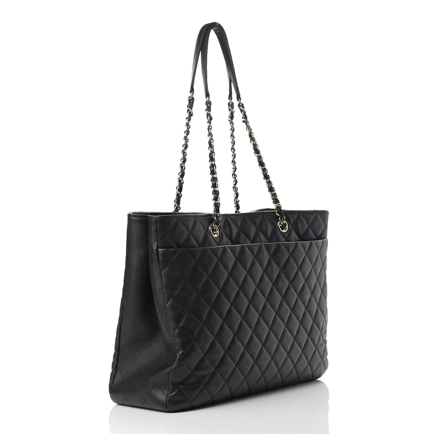 Caviar Quilted Large Shopping Tote Black