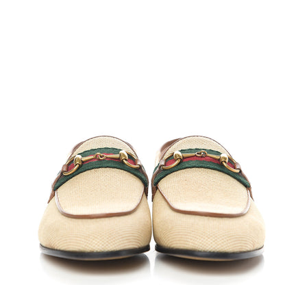Gucci Canvas Malaga Kid Web Womens Horsebit Brixton Loafers 36.5 Sand Light Cuir 2 of 9