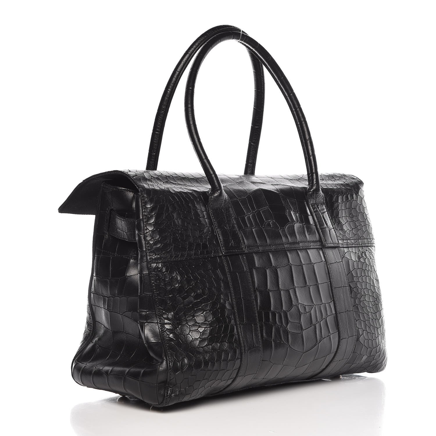 Mulberry Calfskin Crocodile Embossed Bayswater Black 4 of 11