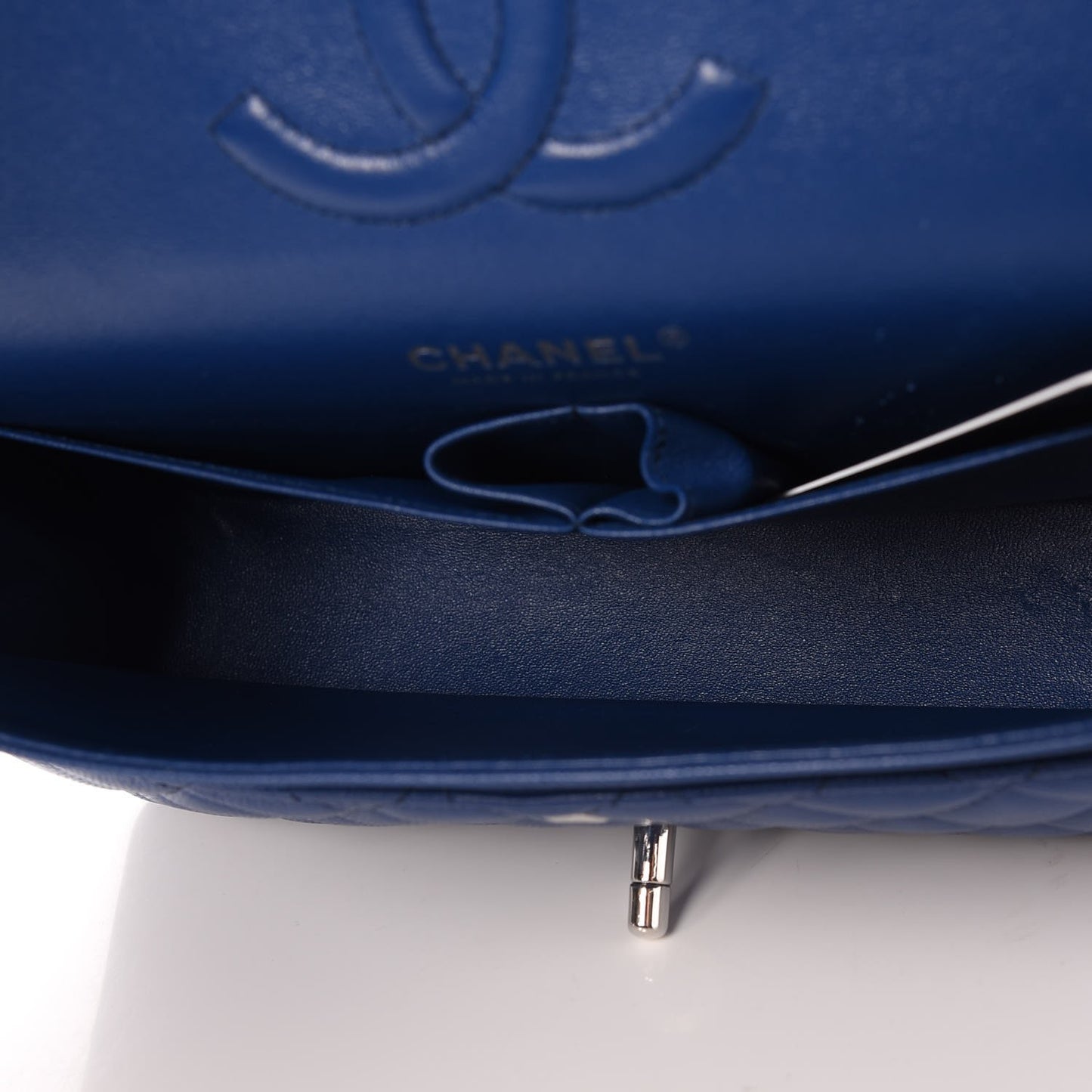 Caviar Quilted Medium Double Flap Dark Blue