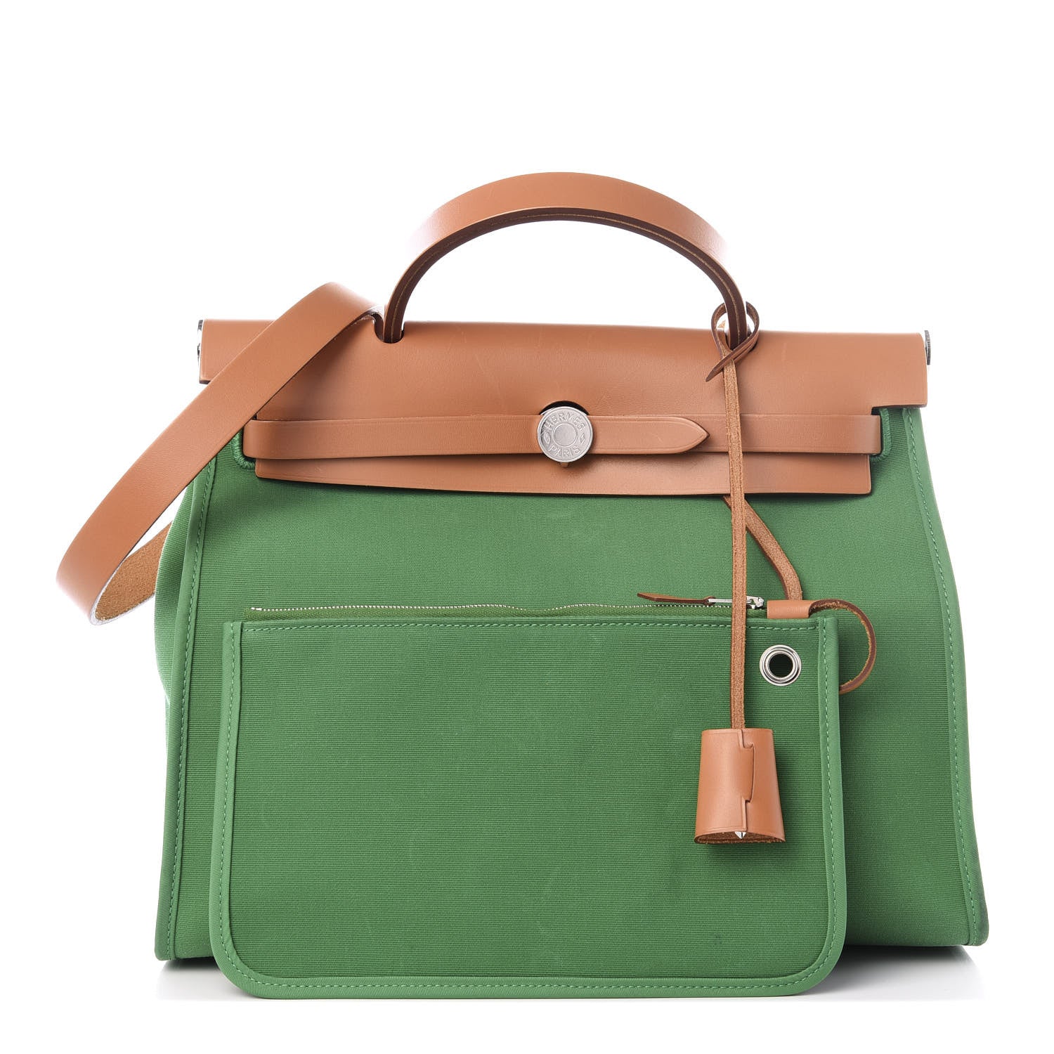 Hermes Vache Hunter Toile Herbag Zip 31 PM Cactus Natural 1 of 7