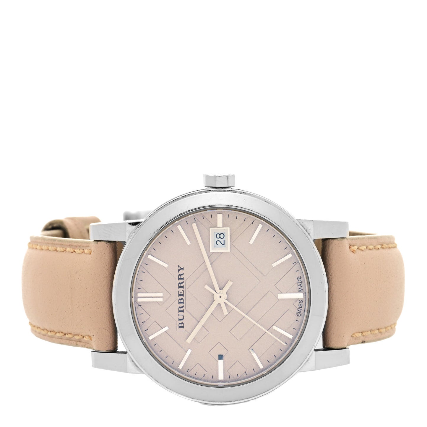 Stainless Steel Calfskin 34mm Quartz Watch Beige BU9107
