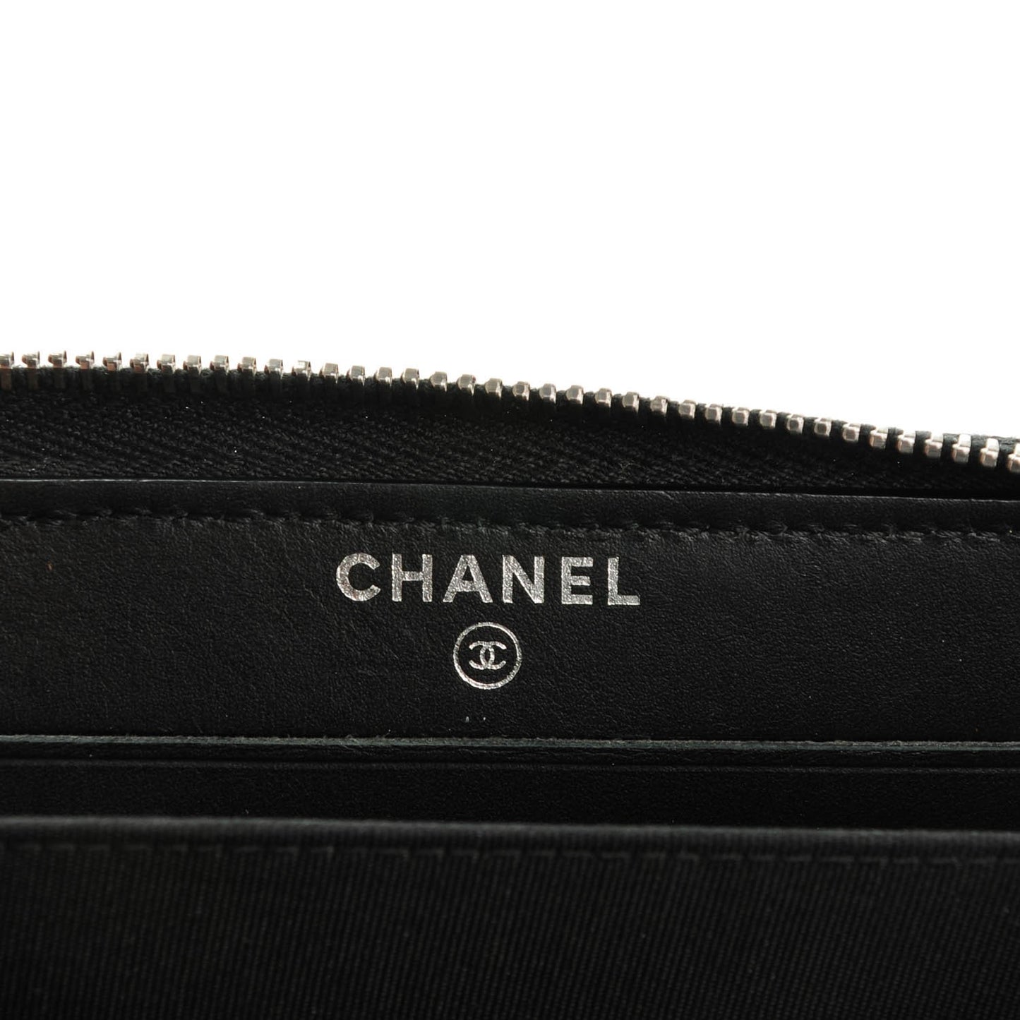 Glazed Calfskin Quilted Small Coco Boy Zip Around Wallet Black