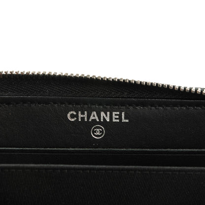 Chanel Glazed Calfskin Quilted Small Coco Boy Zip Around Wallet Black 6 of 8