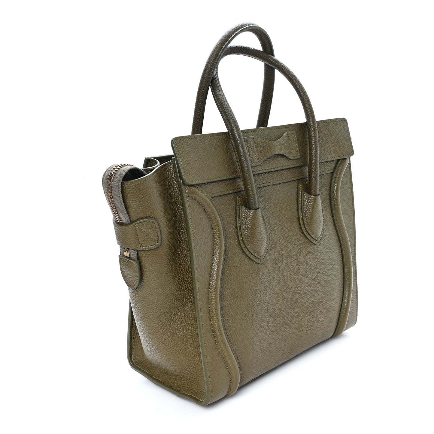 Drummed Calfskin Micro Luggage Dark Olive