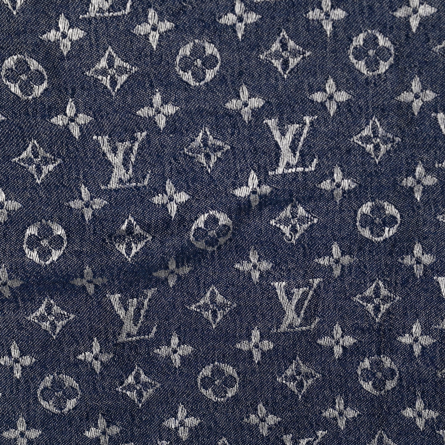 Silk Wool Monogram Denim Shawl Blue