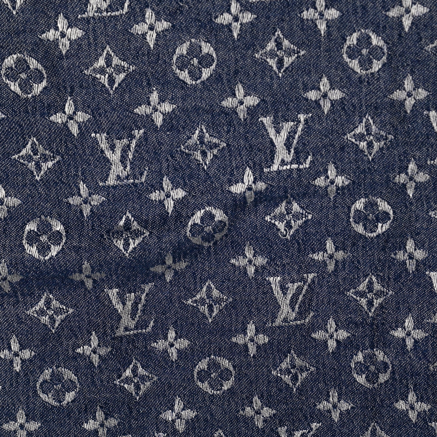 Louis Vuitton Silk Wool Monogram Denim Shawl Blue 5 of 6